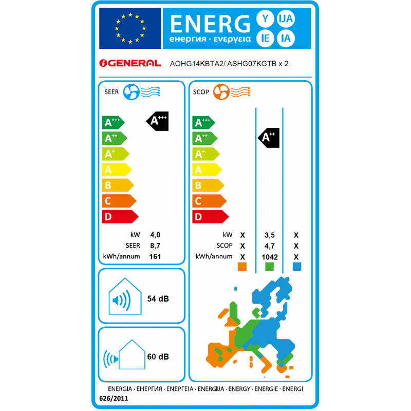 Unité Extérieure (2 Sorties) G-AOHG 14 KBTA2.UE GENERAL Unité Extérieure (2 Sorties) G-AOHG 14 KBTA2.UE GENERAL