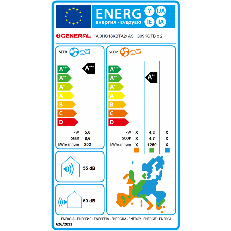 Unité Extérieure (2 Sorties) G-AOHG 18 KBTA2.UE GENERAL Unité Extérieure (2 Sorties) G-AOHG 18 KBTA2.UE GENERAL