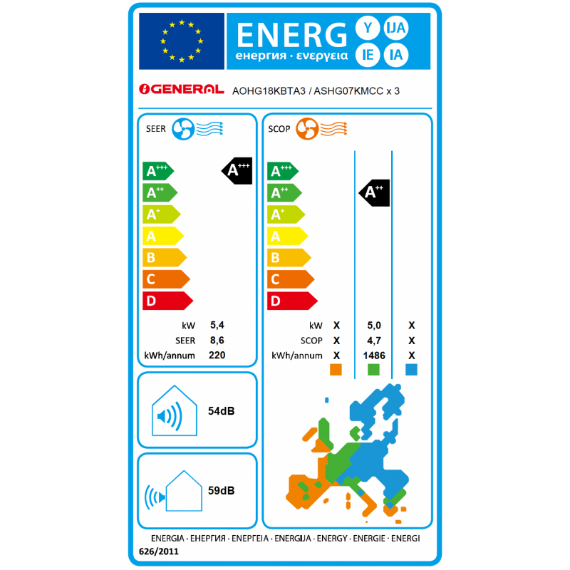 Unité Extérieure (3 Sorties) G-AOHG 18 KBTA3.UE GENERAL Unité Extérieure (3 Sorties) G-AOHG 18 KBTA3.UE GENERAL